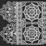 Reticella lace pattern from Federico Vinciolo’s 'Les Singuliers et Nouveaux Pourtaicts', first published in Paris in 1587 (now available in reprint from Dover books). This pattern is of the type depicted in the Cobbe collection portrait. Click for larger image