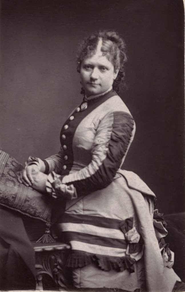 Mrs Henry Nye Chart (d.1892), theatre manager, by Louis Bertin (b.c.1828), woodburytype, 1870s. © National Portrait Gallery, London