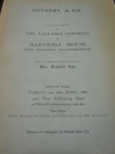 Sotheby & Co. Catalogue of the Valuable Contents of Hartwell House, 1938. Image courtesy of National Portrait Gallery