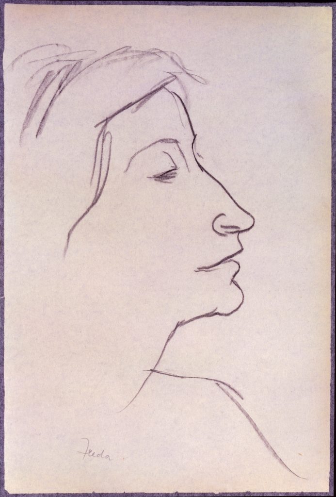 Frieda Lawrence (1879-1956), writer and wife of D. H. Lawrence, by Leon Underwood (1890-1975), black chalk, c.1934. © National Portrait Gallery, London