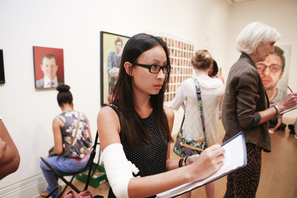 BP Portrait Award: Next Generation Young People’s Private View, 2013. Photographer: Othello De’Souza-Hartley. © National Portrait Gallery, London