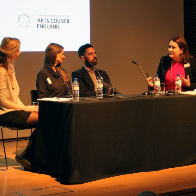 Morning discussion session: Sarah Grant, Wendy Hitchmough, Jordan Mearns, and Jennifer Scott.