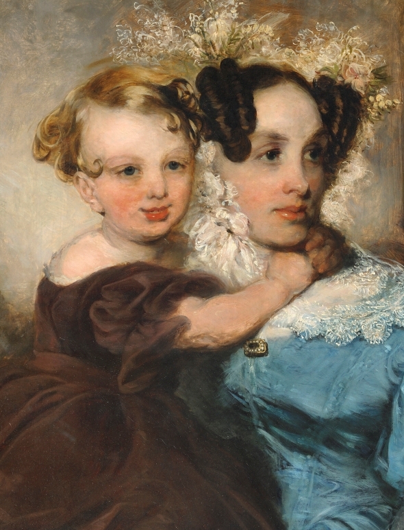 called Portrait of Mrs Mary Linsdell (b1805) and her daughter Annie (b1841) (detail) by John Robert Wildman (1788—1843) © Valence House Museum