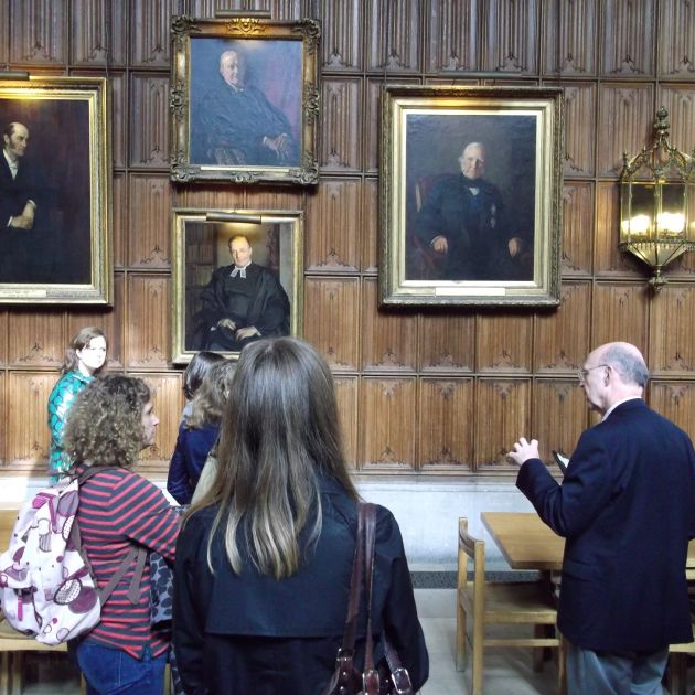 Peter Jones with delegates at King's College Cambridge