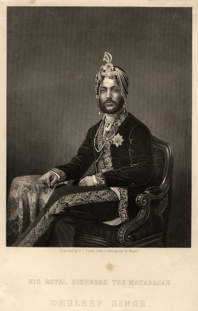Maharaja Duleep Singh, Maharaja of Lahore (1838-93), by Daniel John Pound, after John Jabez Edwin Mayall, line and stipple engraving, 1854 or after © National Portrait Gallery, London