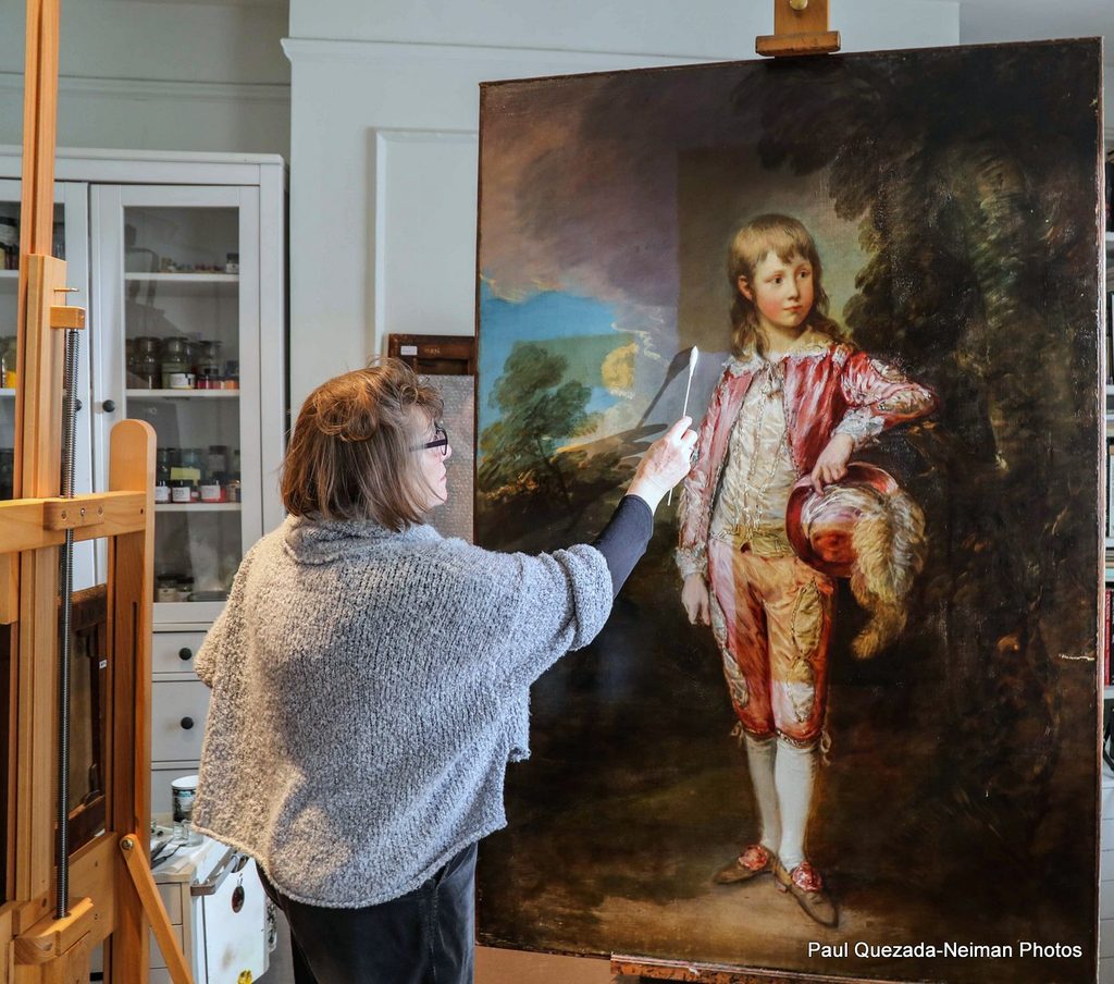 Gainsborough's Pink Boy in conservation © Waddesdon, A Rothschild House & Gardens. Photo Paul Quezada-Neiman