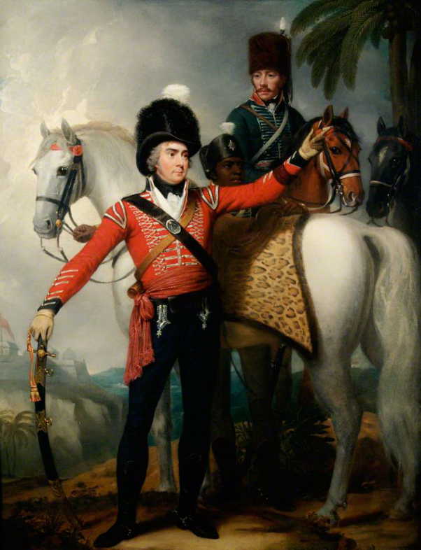 Lieutenant Colonel (Deputy Adjutant General) Coote Manningham and two attendants. Image: The Royal Green Jackets (Rifles) Museum