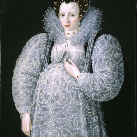 Attributed to Marcus Gheeraerts II, Portrait of an Unknown Lady, c.1595. Oil paint on wood: 927 × 760 × 10 mm, frame: 1052 × 882 × 85 mm. Tate T07699.