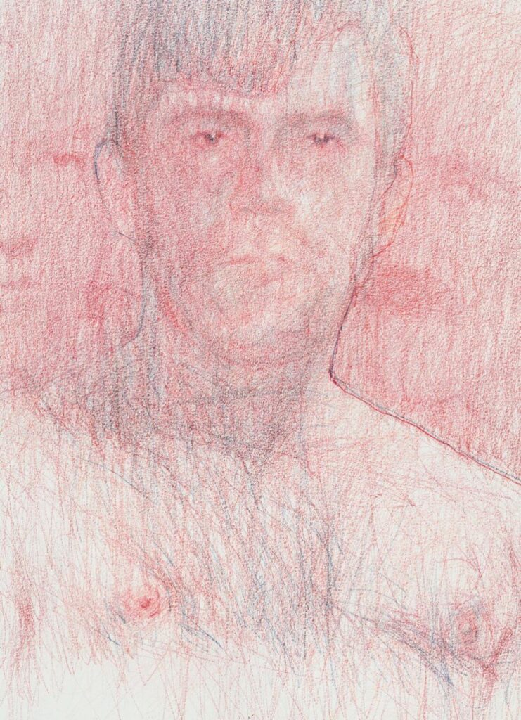 Terry Higgins ('Terry Higgins – Three Ages of Terry') by Curtis Holder, 2023. Coloured pencil on paper. Given by Terrence Higgins Trust. National Portrait Gallery Primary Collection, NPG 7162.