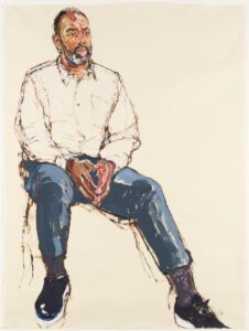 Lenny Henry by Morag Caister, oil and pastel on paper, 2022. 59 in. x 51 1/8 in. (1500 mm x 1300 mm) overall. Given by Storyvault Films Limited, 2022. National Portrait Gallery Primary Collection, NPG 7134.