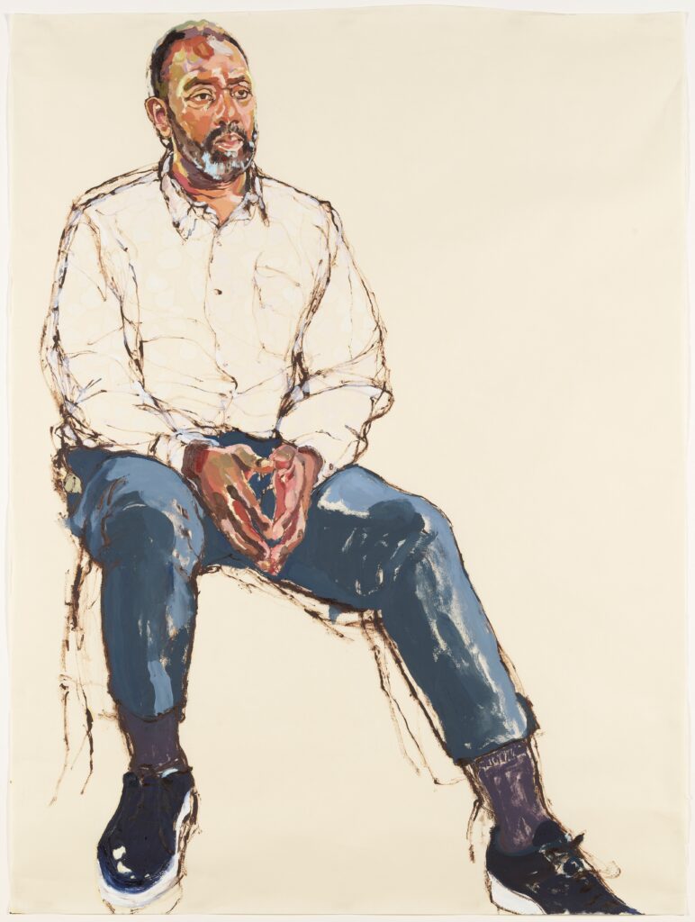 Lenny Henry by Morag Caister, oil and pastel on paper, 2022. 59 in. x 51 1/8 in. (1500 mm x 1300 mm) overall. Given by Storyvault Films Limited, 2022. National Portrait Gallery Primary Collection, NPG 7134.