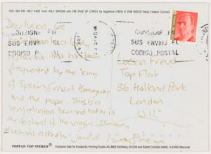Postcard from Sue Tilley to Lucian Freud (postcard 4: reverse). © Sue Tilley. Part of the Lucian Freud Archive.
