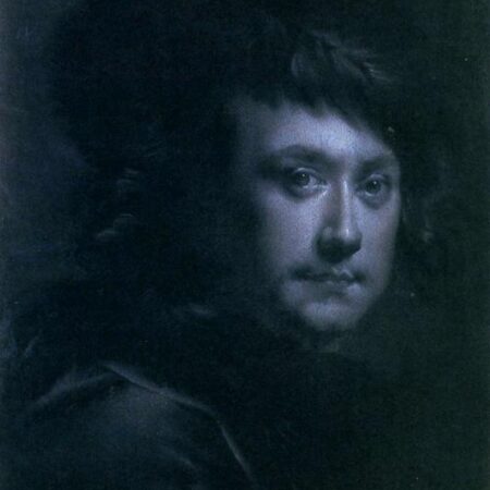 Joseph Wright of Derby, Self-Portrait in a Black Feathered Hat, about 1767-70 (detail). Charcoal heightened with white chalk on paper, 53.3 x 36.8 cm. Derby Museum and Art Gallery (1953-186). © Derby Museums.
