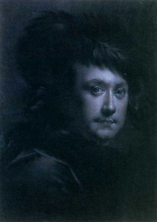 Joseph Wright of Derby, Self-Portrait in a Black Feathered Hat, about 1767-70 (detail). Charcoal heightened with white chalk on paper, 53.3 x 36.8 cm. Derby Museum and Art Gallery (1953-186). © Derby Museums.