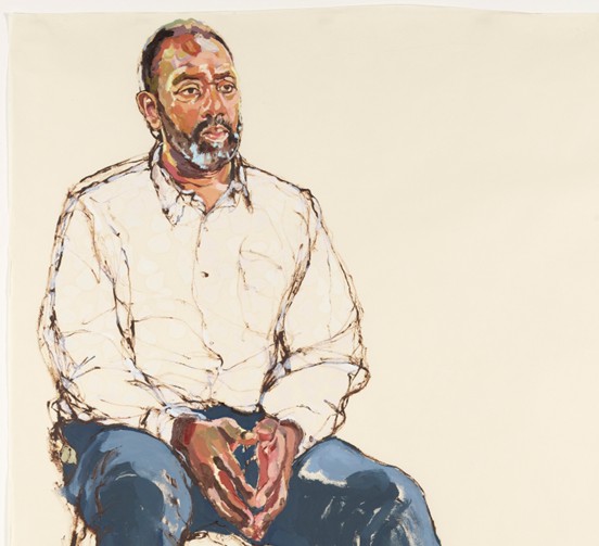 Lenny Henry by Morag Caister, oil and pastel on paper, 2022. 59 in. x 51 1/8 in. (1500 mm x 1300 mm) overall. Given by Storyvault Films Limited, 2022. National Portrait Gallery Primary Collection, NPG 7134.