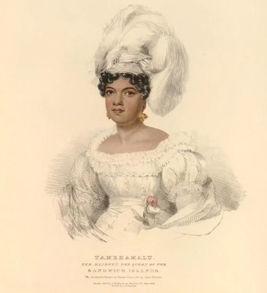 John Hayter (1800–95), Tamehamalu. Her Majesty the Queen of the Sandwich Islands. Portrait of Queen Kamāmalu, hand-coloured lithograph, 1824. © 2026 The Trustees of the British Museum.
