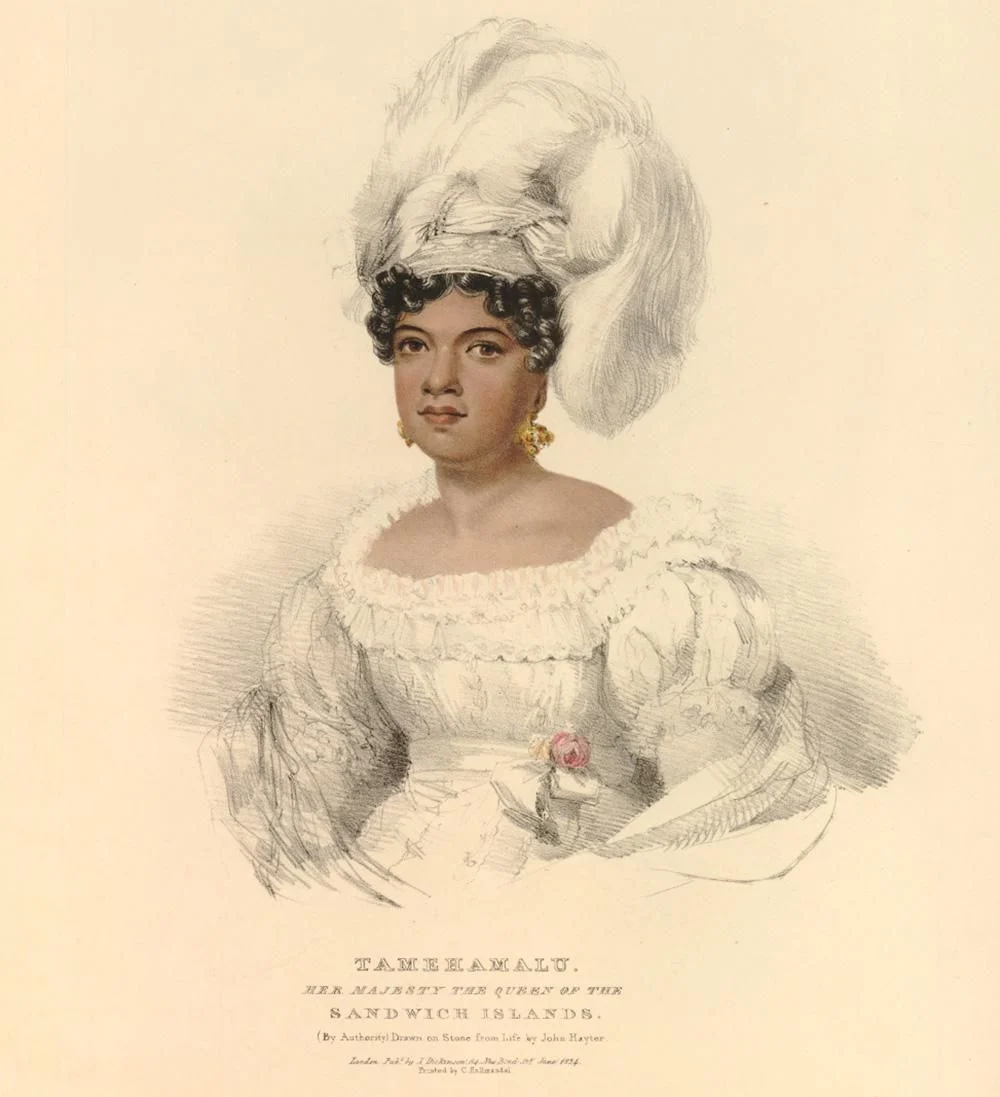 John Hayter (1800–95), Tamehamalu. Her Majesty the Queen of the Sandwich Islands. Portrait of Queen Kamāmalu, hand-coloured lithograph, 1824. © 2026 The Trustees of the British Museum.