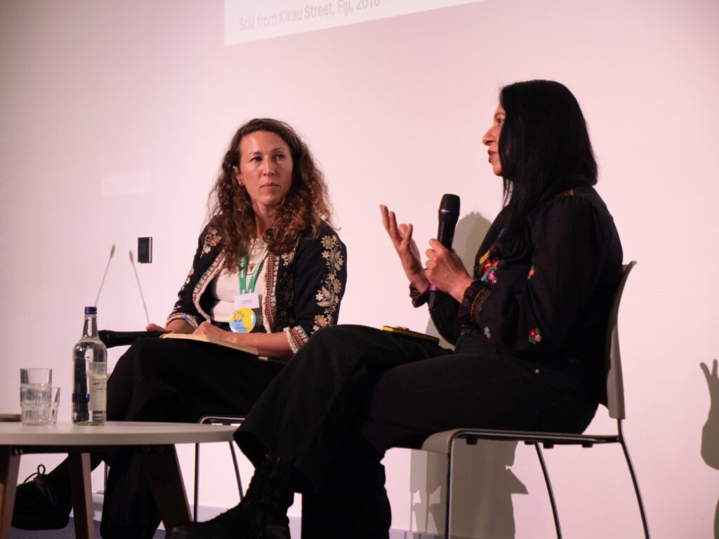 Mohini Chandra and Hannah Hooks in conversation at the Understanding British Portraits Annual Seminar. Photo: Rhys Morgan