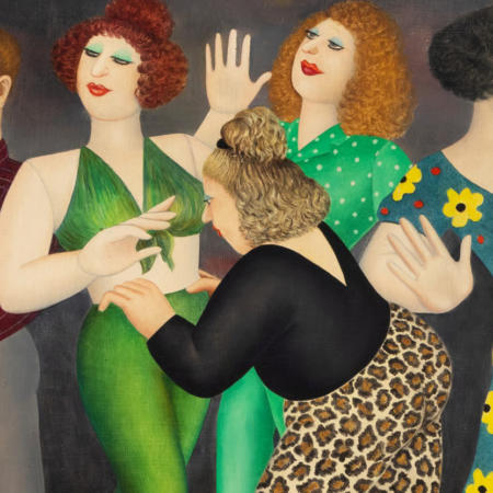 Window Dresser 2 (detail) by Beryl Cook, c1994. Oil on panel. Courtesy of www.ourberylcook.com © John Cook 2025.