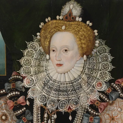 Elizabeth I (the 'Armada Portrait'), circa 1588. National Maritime Museum, Greenwich, London. Acquired with the support of the Heritage Lottery Fund, Art Fund, Linbury Trust, Garfield Weston Foundation, Headley Trust and other major donors, together with contributions from over 8000 members of the public following a joint appeal with Art Fund.